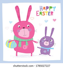 Lovely Easter card with some cool bunny rabbits and greeting.
