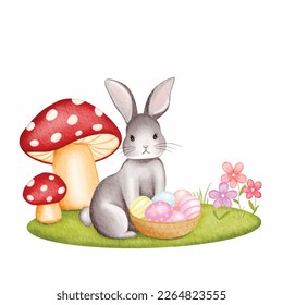 encantadores huevos de Pascua con conejo