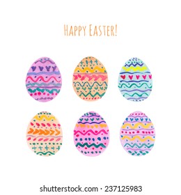 Lovely Easter eggs set. Watercolor style. Vector illustration