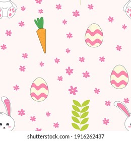 Lovely easter rabbit with carrot and easter egg pattern graphic. Seamless Pattern can be used for wallpaper, pattern fills, background and surface textures