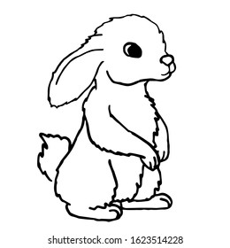 Lovely easter rabbit with long ears and cute nose sitting paschal muscot outline character spring holiday element artwork white isolated for coloring book stock vector illustration 