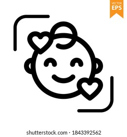 Lovely emoji icon. Emoticons icon vector. Avatar symbol. Character pictogram, flat vector sign. For graphic and web design. Eps10 vector illustration.