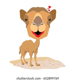  lovely emoticon camel, vector illustration