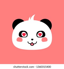 Lovely emotion cute little kawaii panda face. Avatar vector emoji. Vector illustration.