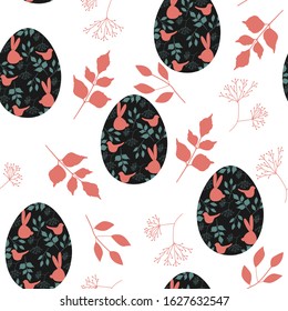 Lovely Ester eggs with ornate. Cute childish seamless pattern in cartoon style. Can be used for wallpapers, pattern fills, web page backgrounds, surface textures.