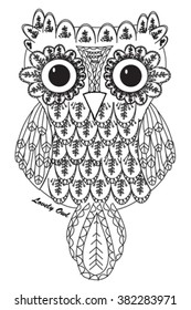 lovely ethnic owl floral tribal cute illustration vector print