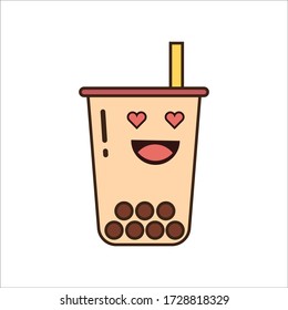 Lovely Expression of Brown Sugar Bubble Tea Vector Design