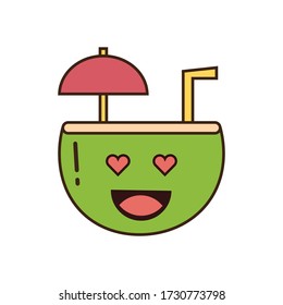 Lovely Expression of Green Young Coconut Drink Vector Design