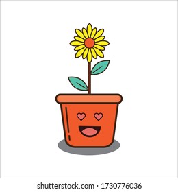 Lovely Expression of Sun Flower Decoration Plant Vector Design