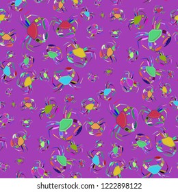 Lovely fairy crab multicolored background seamless.