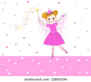 Lovely fairy tale vector with pink stars 