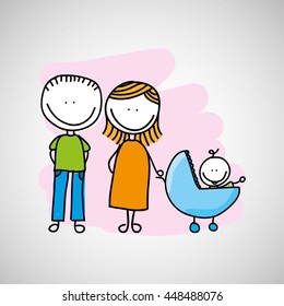 lovely family with baby icon vector illustration