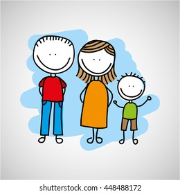 lovely family with boy icon vector illustration