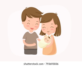 The lovely family with newborn baby