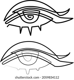 Lovely female eye with long eyelashes. Continuous line drawing. Vector illustration