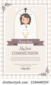 Lovely first communion girls invitation