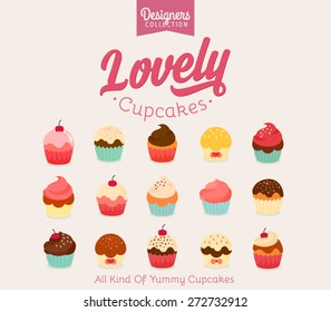 Lovely flat cupcake illustrations
Vector illustration