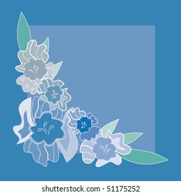 Lovely floral frame on a blue background