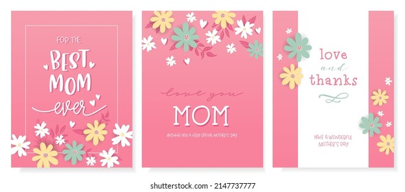 Lovely floral Mother's Day design with flowers and hand writing in German saying "Happy Mother's Day" "Best mum in the world", great for advertising, invitations, cards - vector design
