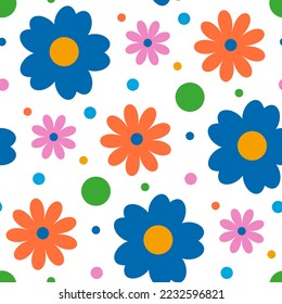 Lovely floral ornament. Print with large flowers on a white background. Cute baby spring texture. Beautiful seamless botanical pattern for vibrant summer wallpapers. Sweet women's fabrics of dresses.