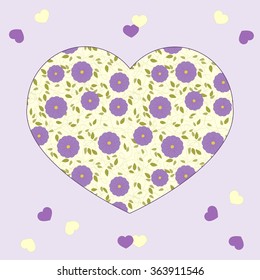 Lovely floral pattern with flowers and  hearts