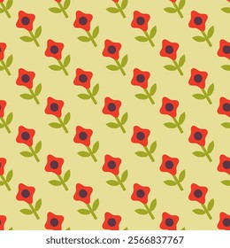 Encantador patrón floral gráfico minimalista textil juguetón flor simple florecimiento.