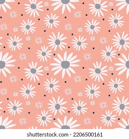 Lovely floral print. Seamless pattern with small and large daisies. Abstract field on a light background. Perfect for wallpaper, textile, print, scrapbooking.