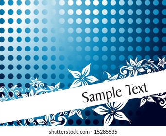lovely flourish background for sample text, blue