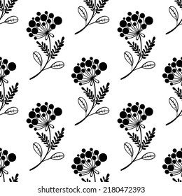 Lovely flower. Floral seamless pattern with black flowers. 
