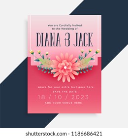 lovely flower wedding invitation card design