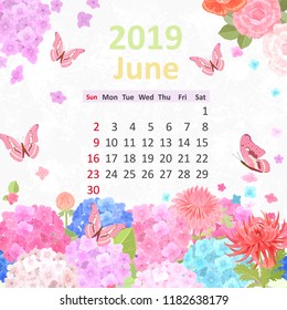 Lovely flowers. Calendar for 2019, june