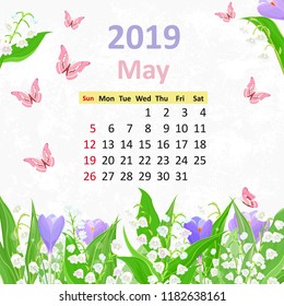 Lovely flowers. Calendar for 2019, may