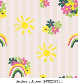 Lovely flowers in neutral tones. Vector illustration.