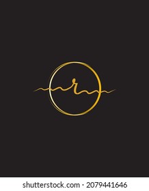 A lovely flowing calligraphy letter type R vector logo template