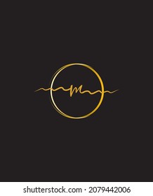 Una encantadora caligrafía tipo de letra M modelo de logotipo vectorial