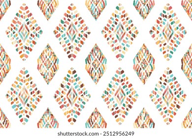 A lovely folk art pattern with ethnic motifs, perfect for textile prints."This content was created using vector drawing tools and software, not generated by AI"