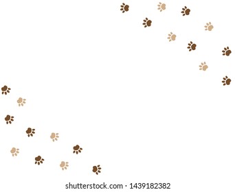 Lovely footprint of cat paws isolated on white background, vector illustration