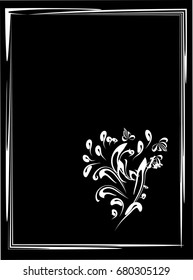 lovely frame with a flower branch, black and white