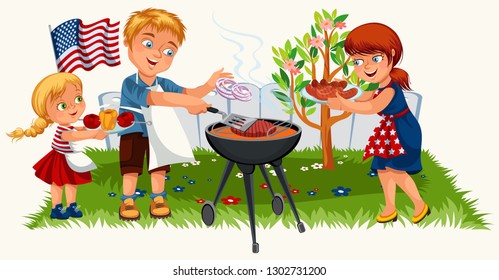 Lovely friendly family having nice picnic in garden
