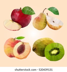 ?ollection lovely fruit in the style of the polygon