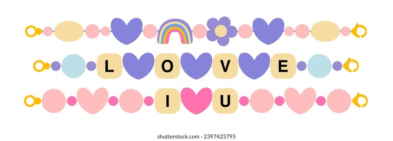 Lovely funkey bracelets with different beades vector set