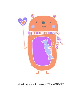  Lovely and funny bear in hand draw style. 
