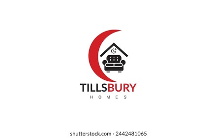 Lovely Furniture Logo with Chair View in Perspective with Modern Concept.