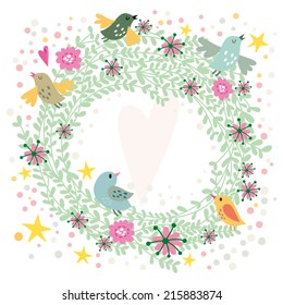 Lovely gentle wreath with birds.