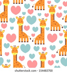 Lovely giraffe cute seamless pattern