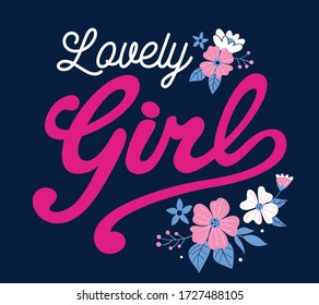 lovely girl. flower girl. girl graphic t shirt vector illustration design and other uses