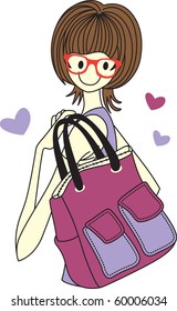 lovely girl holding bag