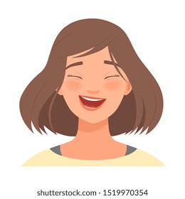 Lovely girl is laughing. Vector illustration on White Background.