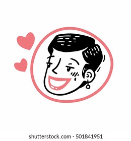 lovely girl in love smiling face sign