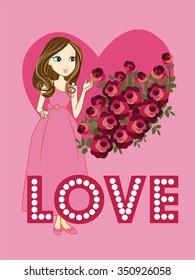 lovely girl valentine day vector